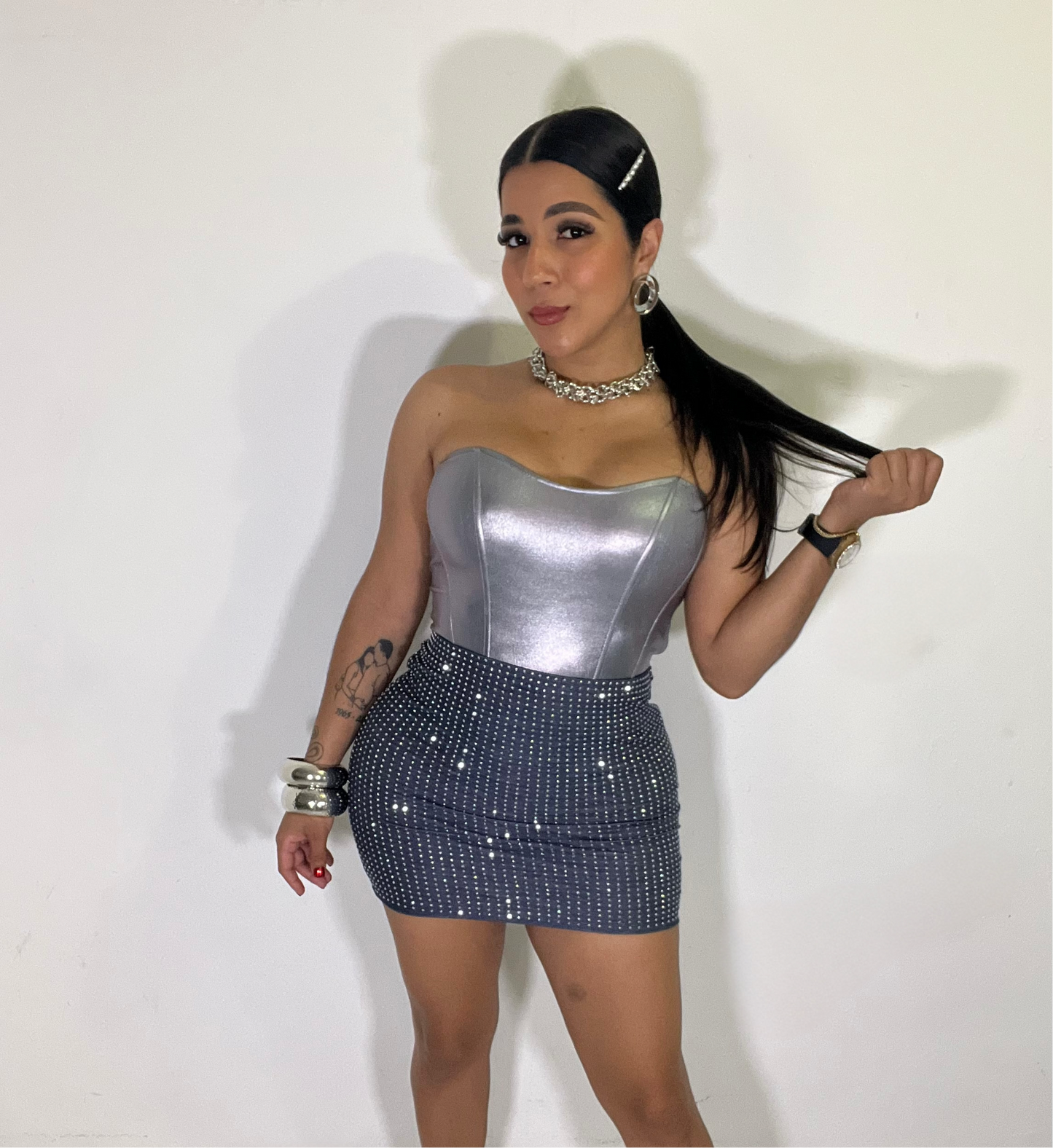 Denim Studed Skirt
