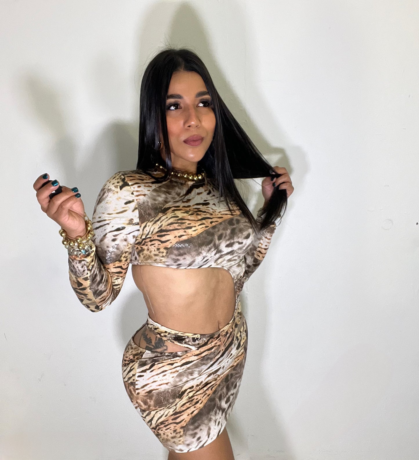 Animal Print Foil Dress