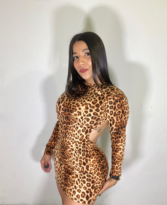 Open Back Leopard Dress