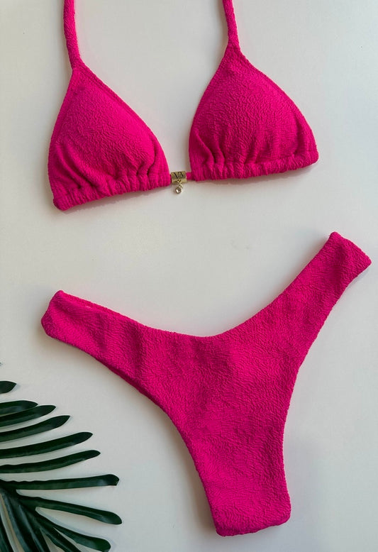 Texturized Hot Pink Bikini Set