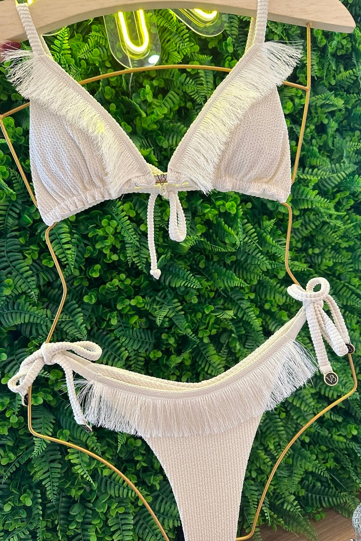 Ivory Fringe Bikini Set