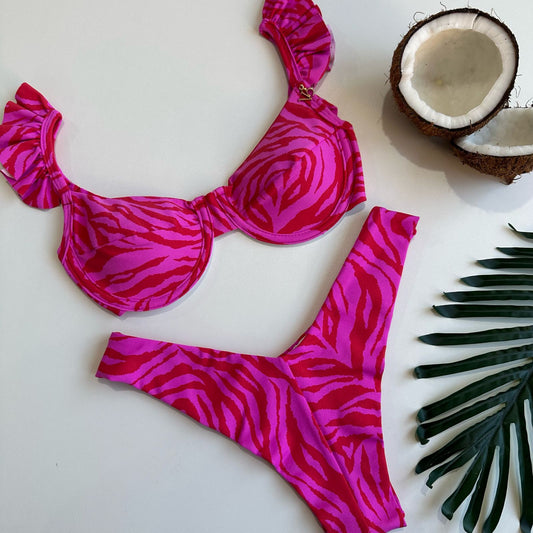 Zebra Magenta|Red Bikini Set